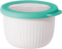 .7qt White Plastic Bowl With Aqua and Clear Lid