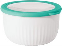 4qt White Plastic Bowl With Aqua and Clear Lid