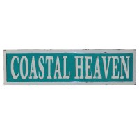 10" x 39" Blue and White Metal Coastal Heaven Wall Plaque