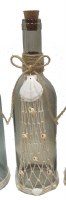 12" LED Taupe Glass Bottle With Shells and Net