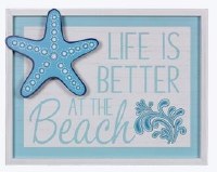 14" x 18" Life is Better At The Beach Starfish Wood Framed Wall Plaque