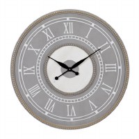 30" Round Distressed Gray and White Beaded Rim Wall Clock