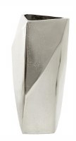 12" Silver Metal Geometric Vase