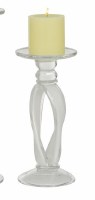 10" Clear and White Glass Loops Pillar Candleholder