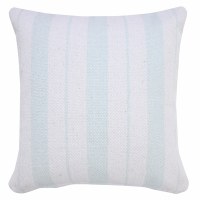 20" Square Spa Blue and White Woven Stripes Pillow