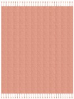 50" x 60" Coral Pink Woven Square Handmade Throw With Fringe