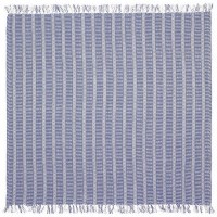 50" x 60" Blue and White Woven Handmade Throw With Tassels