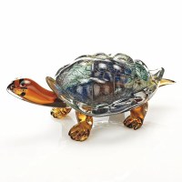 12" Multicolor Firestorm Art Glass Turtle