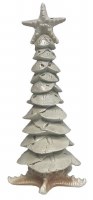 12" Tan Polyresin Stacked Sand Dollar Christmas Tree With Starfish Topper
