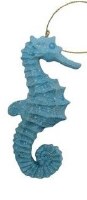 4" Blue Polyresin Seahorse Ornament