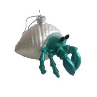 4" Blue and White Glass Hermit Crab Ornament