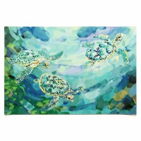 1.11' x 4.11' Sea Turtles Tulum Illusions Indoor/Oudoor Rug