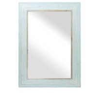 42" x 30" Light Blue Ribbed Wood Frame Wall Mirror