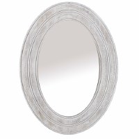 43" Oval Whitewash Wood Wall Mirror