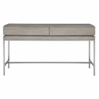 54" Mushroom Gray Wood and Metal Two Drawer Console Table