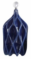 17" Cobalt Blue Geometric Pattern Bottle With Crystal Ball Stopper