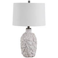 26" White Ceramic Seashells and Starfish Lamp