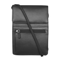 8" x 6" Black Leather Organizer Crossbody Bag