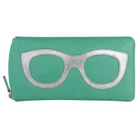 5" x 8" Turquoise Leather Eyeglass Case With Silver Frame Detail