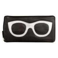 5" x 8" Black Leather Eyeglass Case With Silver Frame Detail