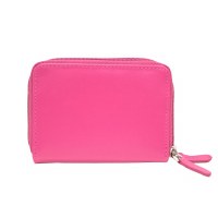 3" x 4" Hot Pink Leather Double Zip Accordian Credit Card Holder