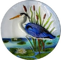 18" Blue Heron Glass Bowl