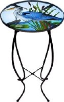 12" Round Blue Heron Glass Garden Table