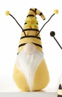 8" Yellow and Black Striped Flower Hat Bee Gnome
