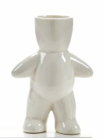 6" White Ceramic Figure Mini Pot