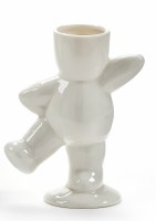 6" White Ceramic Arm and Leg Up Figure Mini Pot