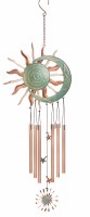 26" Copper Verdigris Sun Rays and Moon Celestial Metal Wind Chime