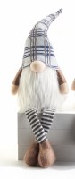 21" Light Gray Plaid Hat Shelf Sitter Gnome
