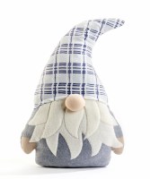 20" Light Gray Plaid Hat Gnome Pillow