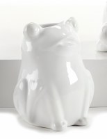4" White Ceramic Frog Pot