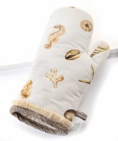 12" Natural Seahorse and Shells Cotton Oven Mitt