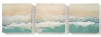 Set of 3 8" Square Beach Wave Canvas Wall Art