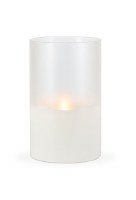 8" x 5" White Frosted Glass Illumaflame LED Candle