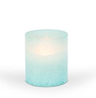 4" x 3.5" Blue Frosted Glass Illumaflame LED Candle