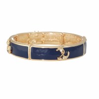 Gold Toned With Navy Anchor Bracelet