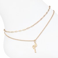 Gold Toned Flamingo Charm Double Anklet