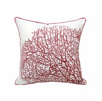 20" Square Red Fan Coral Indoor Outdoor Pillow