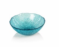 7" Round Turquoise Textured Glass Bowl