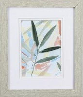 11" x 9" One Green Frond in Tan Frame Under Glass