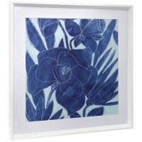 25" Square Blue Royal Bloom II Framed Art Print Under Glass