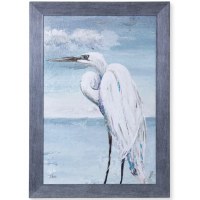 42" x 30" Great Egret Standing Gel Textured Framed Art Print