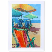 42" x 36" Multicolor Beach Days Gel Textured Framed Art Print