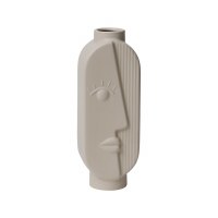 10" Tan Ceramic Face Vase