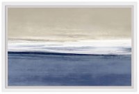 40" x 58" Navy, White, and Sand Hoizon Coastal Framed Print Under Glass