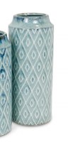 12" Blue Ceramic Diamond Pattern Montego Vase
