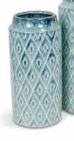 11" Blue Ceramic Diamond Pattern Montego Vase